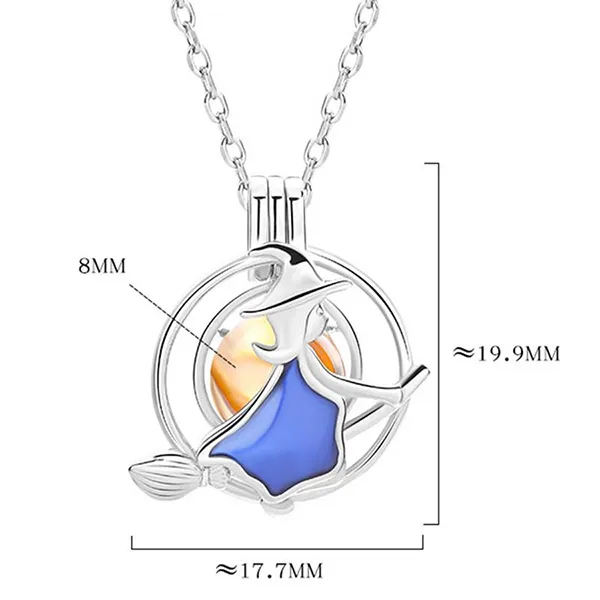 Dây Chuyền Nữ Lili Jewelry Dạng Lồng Đóng Mở Halloween Chứa Đá CZ LILI_636964 Màu Bạc (Phù Thuỷ Cưỡi Chổi) - Trang sức - Vua Hàng Hiệu
