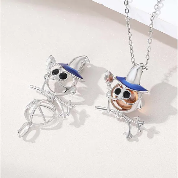 Dây Chuyền Nữ Lili Jewelry Dạng Lồng Đóng Mở Halloween Chứa Đá CZ LILI_636964 Màu Bạc (Phù Thuỷ Tròn) - Trang sức - Vua Hàng Hiệu
