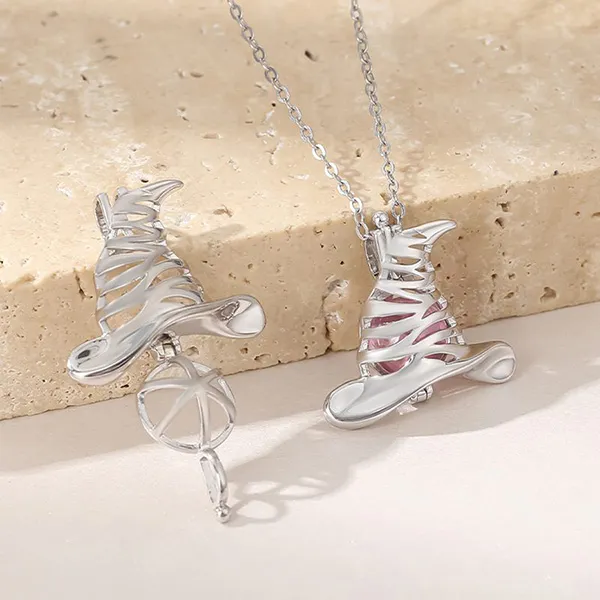 Dây Chuyền Nữ Lili Jewelry Dạng Lồng Đóng Mở Hình Đồ Vật Chứa Đá CZ LILI_564472 Màu Bạc (Mũ Phù Thuỷ) - Trang sức - Vua Hàng Hiệu