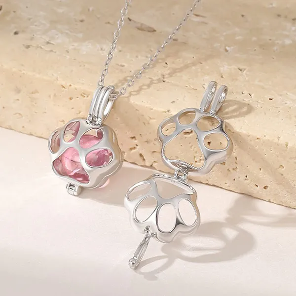 Dây Chuyền Nữ Lili Jewelry Dạng Lồng Đóng Mở Hình Đồ Vật Chứa Đá CZ LILI_564472 Màu Bạc (Chân Mèo)