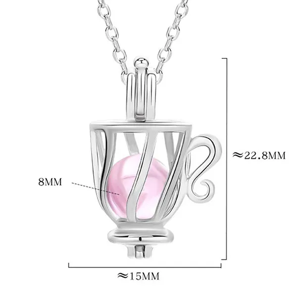 Dây Chuyền Nữ Lili Jewelry Dạng Lồng Đóng Mở Hình Đồ Vật Chứa Đá CZ LILI_564472 Màu Bạc (Cốc)