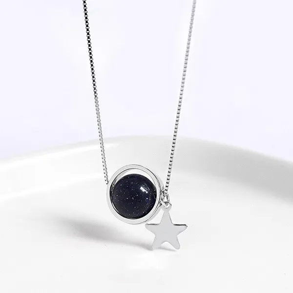 Dây Chuyền Nữ Lili Jewelry Đính Đá Phong Thủy Tự Nhiên Ember LILI_159900 (Sa Thạch) Màu Đen Bạc - Trang sức - Vua Hàng Hiệu