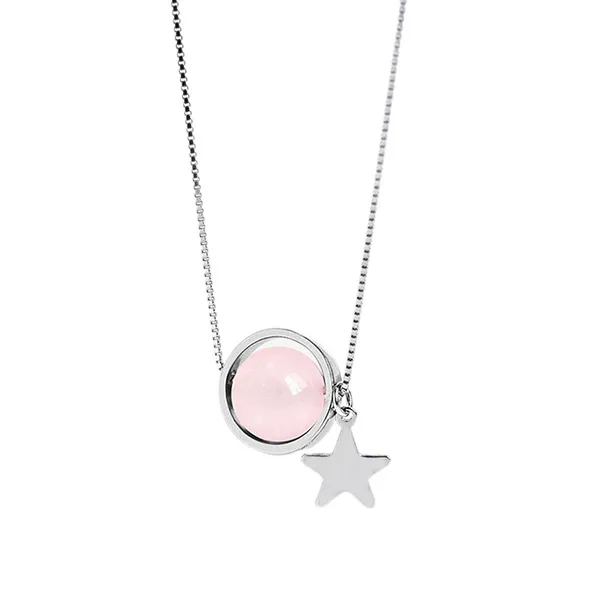Dây Chuyền Nữ Lili Jewelry Đính Đá Phong Thủy Tự Nhiên Ember LILI_159900 (Thạch Anh Hồng) Màu Hồng Bạc - Trang sức - Vua Hàng Hiệu
