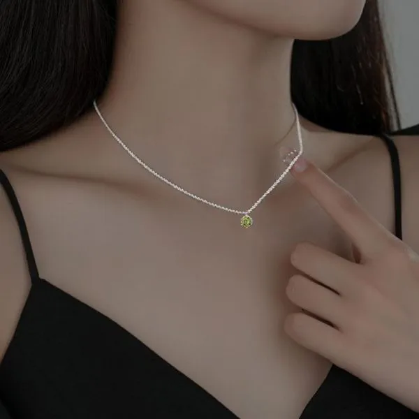 Dây Chuyền Nữ Lili Jewelry Dây Xù Đính Kim Cương Moissanite Marlowe LILI_105891 Màu Xanh Lá