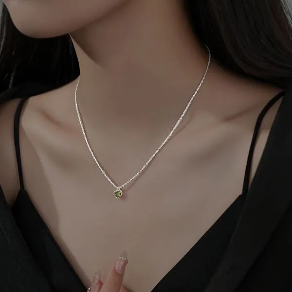 Dây Chuyền Nữ Lili Jewelry Dây Xù Đính Kim Cương Moissanite Marlowe LILI_105891 Màu Xanh Lá