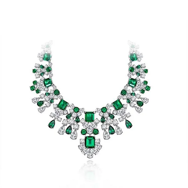 Dây Chuyền Nữ Lili Jewelry Đính Đá Carbon Tổng Hợp Cao Cấp Rising Sun LILI_833167 Màu Xanh Bạc