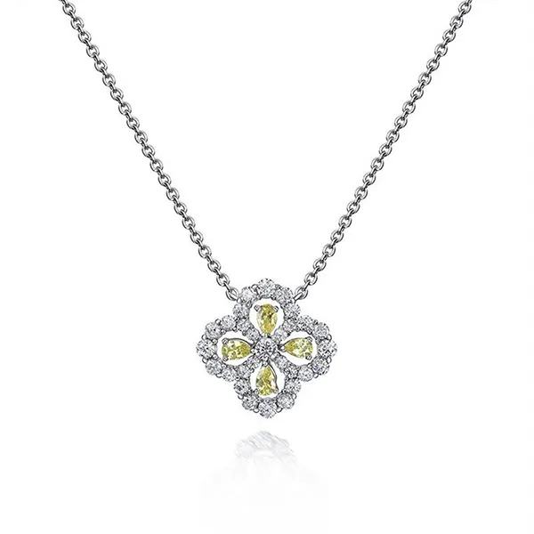 Dây Chuyền Nữ Lili Jewelry Đính Đá Carbon Tổng Hợp Cỏ 4 Lá LILI_347932 Màu Vàng Bạc