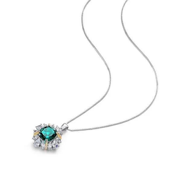 Dây Chuyền Nữ Lili Jewelry Đính Đá Carbon Tổng Hợp Hình Bông Hoa LILI_446252 Màu Xanh Bạc - Trang sức - Vua Hàng Hiệu