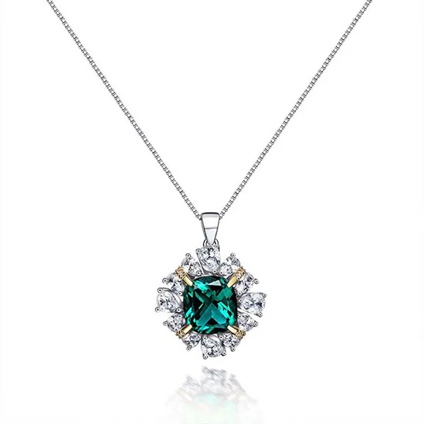 Dây Chuyền Nữ Lili Jewelry Đính Đá Carbon Tổng Hợp Hình Bông Hoa LILI_446252 Màu Xanh Bạc - Trang sức - Vua Hàng Hiệu