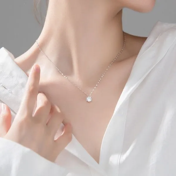 Dây Chuyền Nữ Lili Jewelry Đính Đá CZ 1 Hột Reese LILI_131162 Màu Trắng