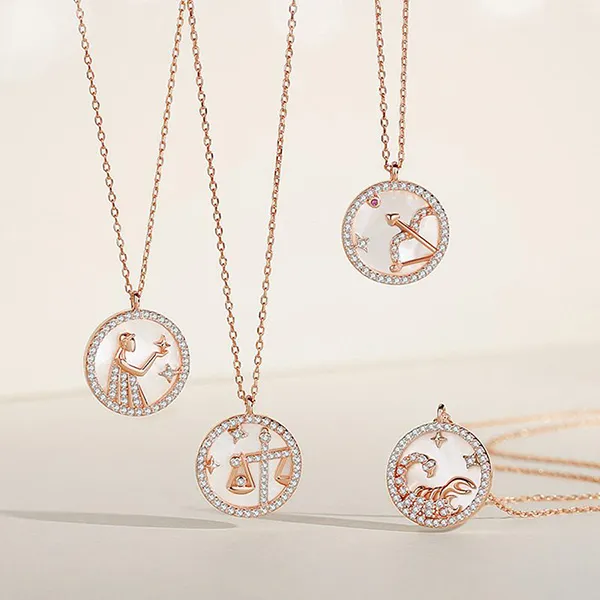 Dây Chuyền Nữ Lili Jewelry Đính Đá CZ 12 Cung Hoàng Đạo LILI_166265 Cung Nhân Mã Màu Vàng Hồng