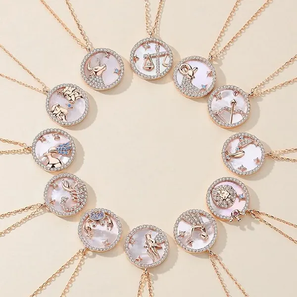 Dây Chuyền Nữ Lili Jewelry Đính Đá CZ 12 Cung Hoàng Đạo LILI_166265 Cung Nhân Mã Màu Vàng Hồng
