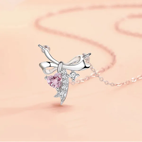 Dây Chuyền Nữ Lili Jewelry Đính Đá CZ Chiếc Nơ Xinh Xắn Elowyn LILI_098837 Màu Bạc - Trang sức - Vua Hàng Hiệu