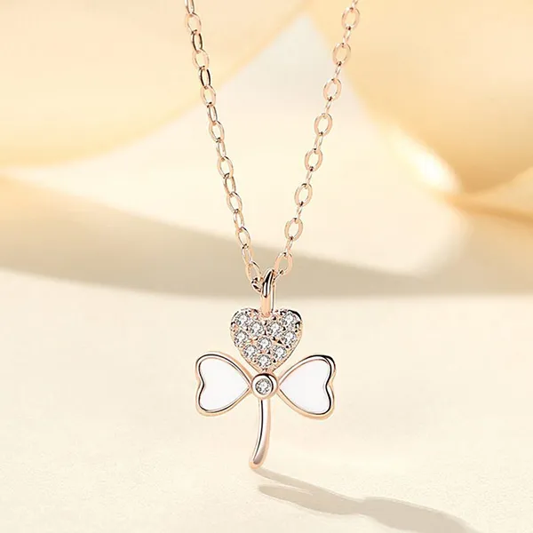 Dây Chuyền Nữ Lili Jewelry Đính Đá CZ Cỏ 3 Lá LILI_177277 Màu Vàng Hồng - Trang sức - Vua Hàng Hiệu