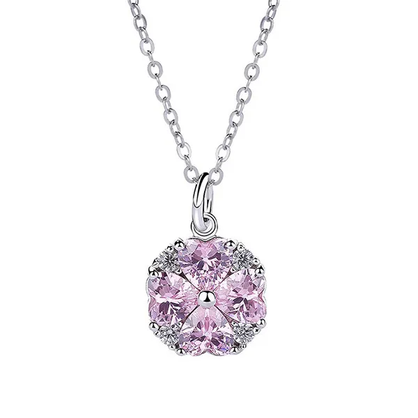 Dây Chuyền Nữ Lili Jewelry Đính Đá CZ Cỏ 4 Lá Ashlynn LILI_097876 Màu Hồng Bạc