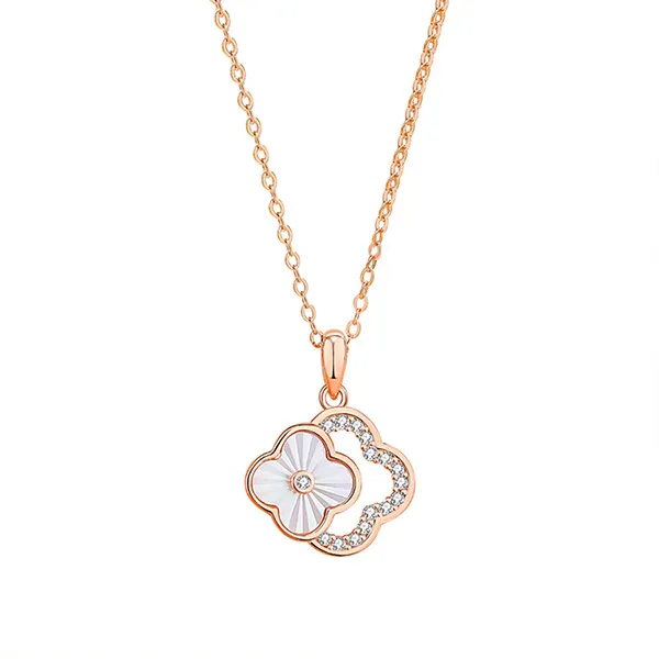 Dây Chuyền Nữ Lili Jewelry Đính Đá CZ Cỏ 4 Lá Eden LILI_125958 Màu Vàng Hồng - Trang sức - Vua Hàng Hiệu