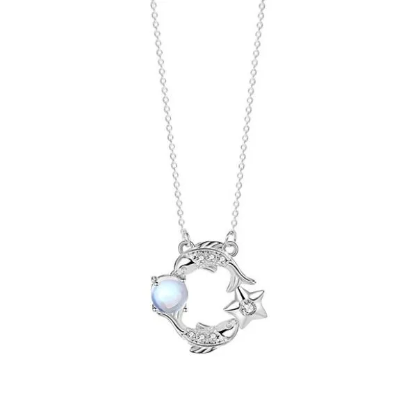 Dây Chuyền Nữ Lili Jewelry Đính Đá CZ Cung Song Ngư Sophronia LILI_218839 Màu Vàng Trắng