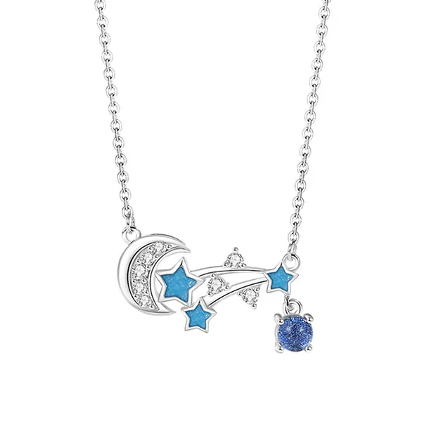 Dây Chuyền Nữ Lili Jewelry Đính Đá CZ Dạ Quang Hình Trăng Và Sao Lydia LILI_125750 Màu Bạc - Trang sức - Vua Hàng Hiệu