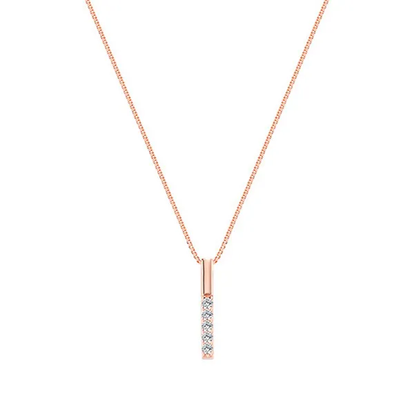 Dây Chuyền Nữ Lili Jewelry Đính Đá CZ Dạng Mảnh Nhỏ Hình Thanh Thẳng Basic LILI_053967 Màu Vàng Hồng - Trang sức - Vua Hàng Hiệu