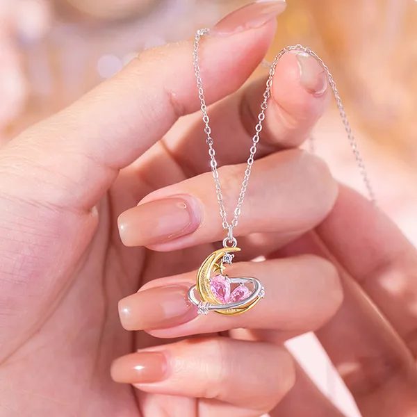 Dây Chuyền Nữ Lili Jewelry Đính Đá CZ Đêm Trăng Tình Yêu Margaret LILI_126047 Màu Bạc/Vàng