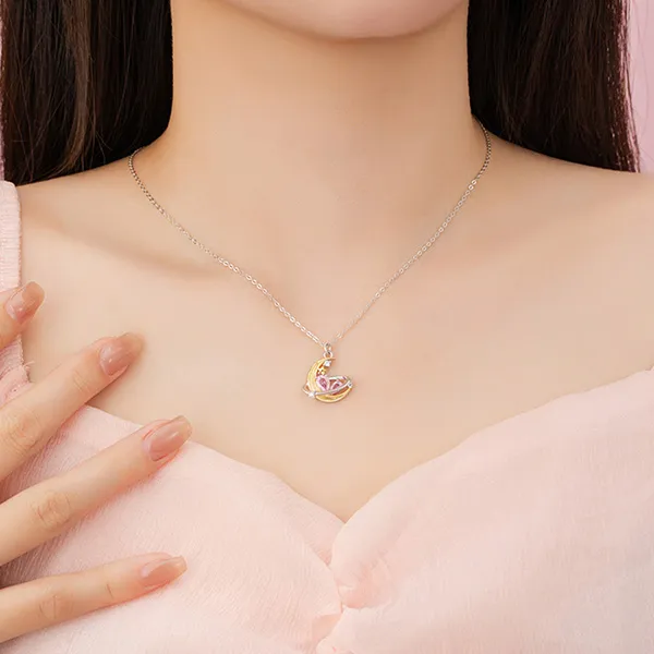 Dây Chuyền Nữ Lili Jewelry Đính Đá CZ Đêm Trăng Tình Yêu Margaret LILI_126047 Màu Bạc/Vàng