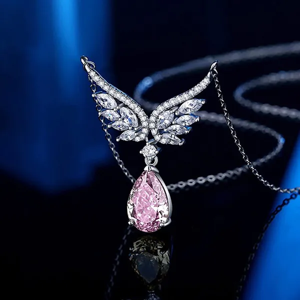 Dây Chuyền Nữ Lili Jewelry Đính Đá CZ Đôi Cánh Thiên Thần Archangel LILI_329434 Màu Hồng Bạc