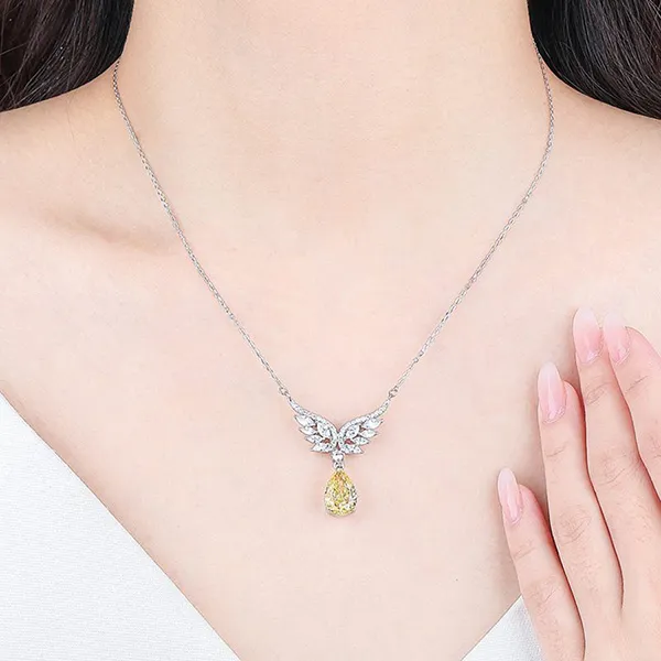Dây Chuyền Nữ Lili Jewelry Đính Đá CZ Đôi Cánh Thiên Thần Archangel LILI_329434 Màu Vàng Bạc