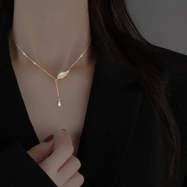 Dây Chuyền Nữ Lili Jewelry Đính Đá CZ Đôi Cánh Thiên Thần LILI_759831 Màu Vàng Hồng - Trang sức - Vua Hàng Hiệu
