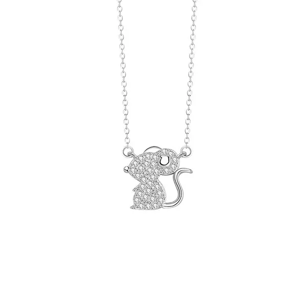 Dây Chuyền Nữ Lili Jewelry Đính Đá CZ Hình 12 Con Giáp Elsie LILI_159835 (Tý) Màu Bạc