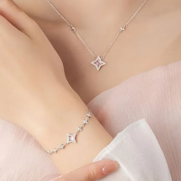 Dây Chuyền Nữ Lili Jewelry Đính Đá CZ Hình Ánh Sao Journee LILI_131546 Màu Hồng