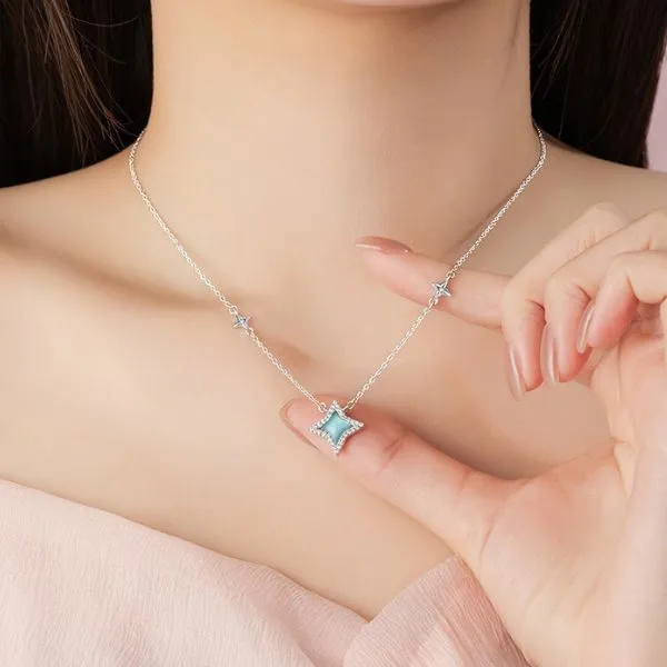 Dây Chuyền Nữ Lili Jewelry Đính Đá CZ Hình Ánh Sao Journee LILI_131546 Màu Xanh Dương - Trang sức - Vua Hàng Hiệu