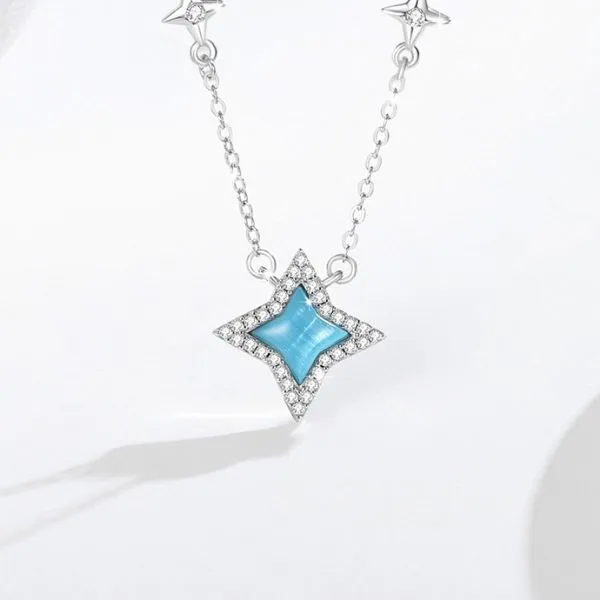 Dây Chuyền Nữ Lili Jewelry Đính Đá CZ Hình Ánh Sao Journee LILI_131546 Màu Xanh Dương - Trang sức - Vua Hàng Hiệu