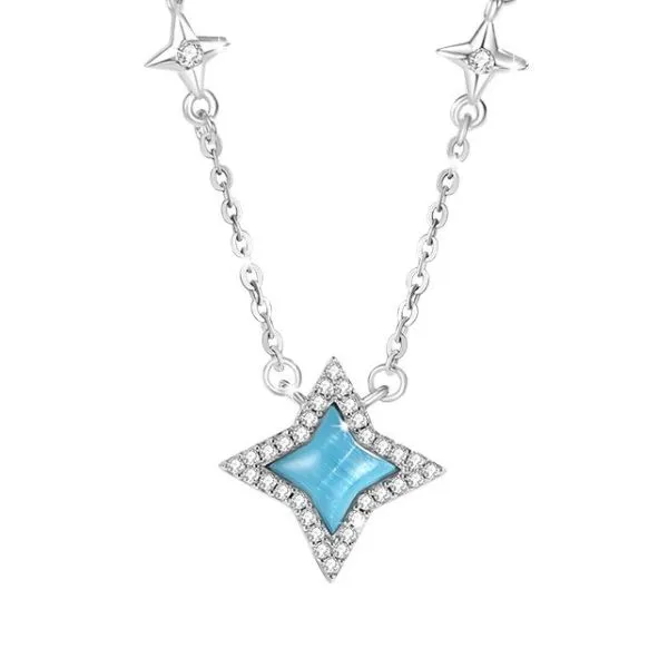 Dây Chuyền Nữ Lili Jewelry Đính Đá CZ Hình Ánh Sao Journee LILI_131546 Màu Xanh Dương - Trang sức - Vua Hàng Hiệu