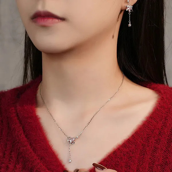 Dây Chuyền Nữ Lili Jewelry Đính Đá CZ Hình Ánh Sao Laney LILI_105411 Màu Bạc