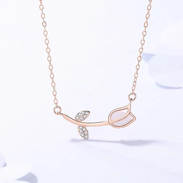 Dây Chuyền Nữ Lili Jewelry Đính Đá Cz Hình Bông Hoa Hồng Rose Lili_579451 Màu Vàng Hồng