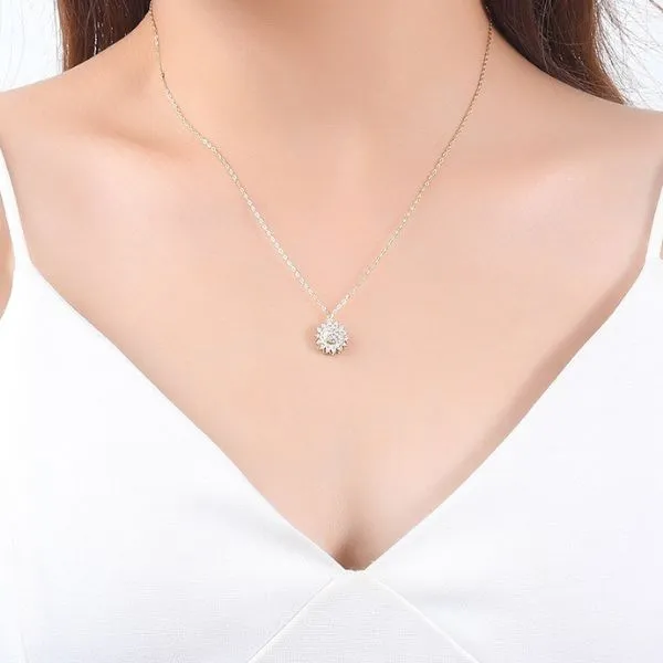 Dây Chuyền Nữ Lili Jewelry Đính Đá CZ Hình Bông Hoa Hướng Dương LILI_296912 Màu Vàng Gold