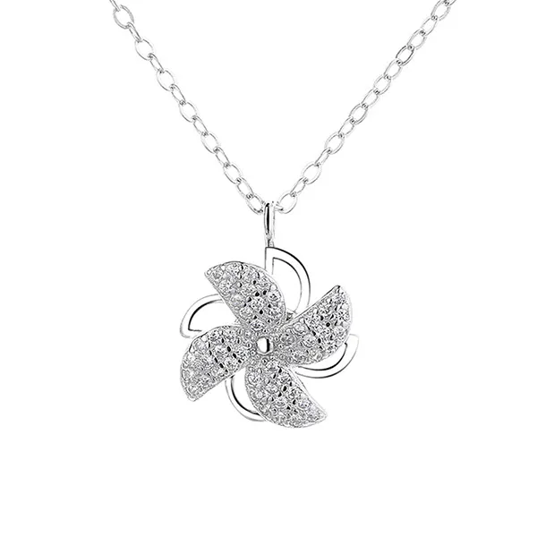 Dây Chuyền Nữ Lili Jewelry Đính Đá CZ Hình Cây Chong Chóng LILI_876778 Màu Bạc