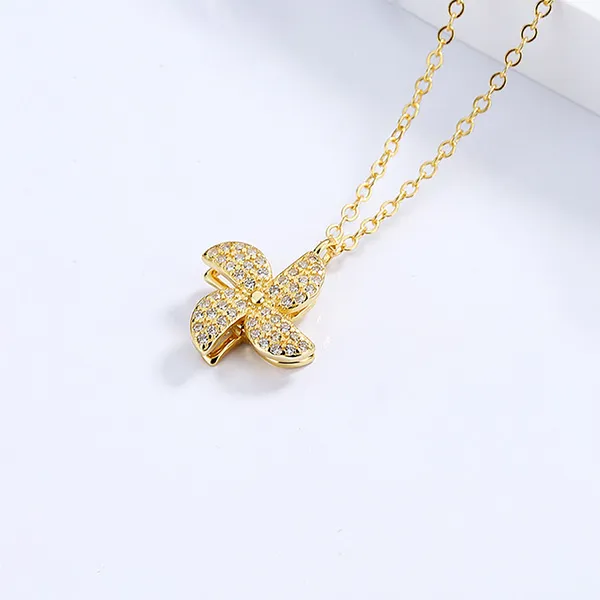 Dây Chuyền Nữ Lili Jewelry Đính Đá CZ Hình Cây Chong Chóng LILI_876778 Màu Vàng Gold - Trang sức - Vua Hàng Hiệu