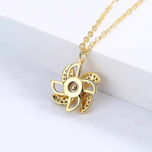 Dây Chuyền Nữ Lili Jewelry Đính Đá CZ Hình Cây Chong Chóng LILI_876778 Màu Vàng Gold - Trang sức - Vua Hàng Hiệu
