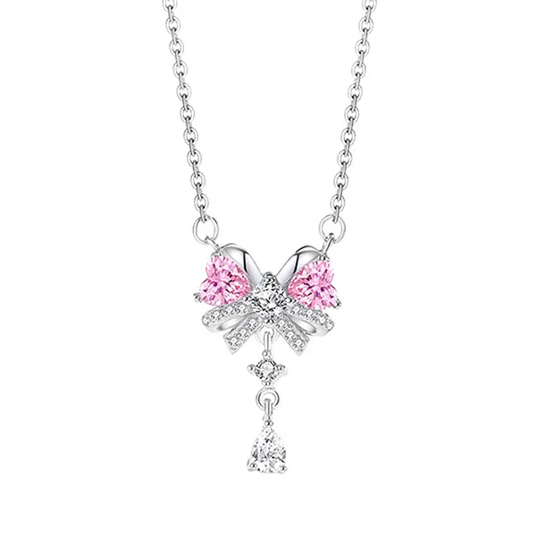 Dây Chuyền Nữ Lili Jewelry Đính Đá CZ Hình Chiếc Nơ Maria LILI_125735 Màu Bạc/Hồng - Trang sức - Vua Hàng Hiệu