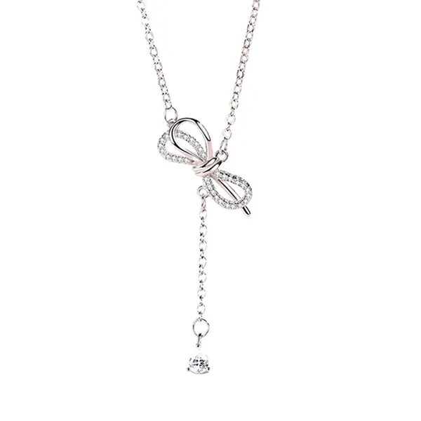 Dây Chuyền Nữ Lili Jewelry Đính Đá CZ Hình Chiếc Nơ Xinh Xắn LILI_053987 Màu Bạc - Trang sức - Vua Hàng Hiệu