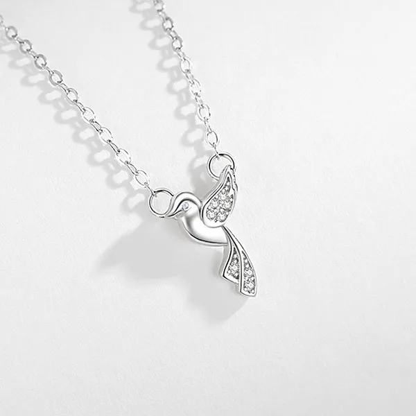 Dây Chuyền Nữ Lili Jewelry Đính Đá CZ Hình Chim Én Lau LILI_097488 Màu Bạc - Trang sức - Vua Hàng Hiệu
