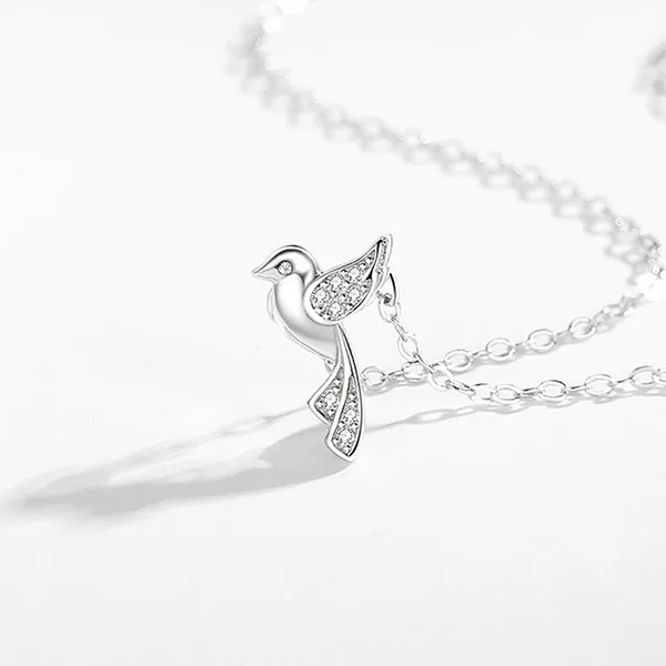 Dây Chuyền Nữ Lili Jewelry Đính Đá CZ Hình Chim Én Lau LILI_097488 Màu Bạc - Trang sức - Vua Hàng Hiệu