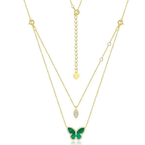 Dây Chuyền Nữ Lili Jewelry Đính Đá CZ Hình Chú Bướm Xinh LILI_233463 Màu Vàng - Xanh