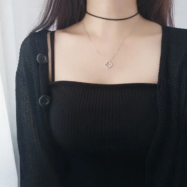 Dây Chuyền Nữ Lili Jewelry Đính Đá CZ Hình Cỏ 4 Lá Aila LILI_097958 Màu Trắng - Trang sức - Vua Hàng Hiệu