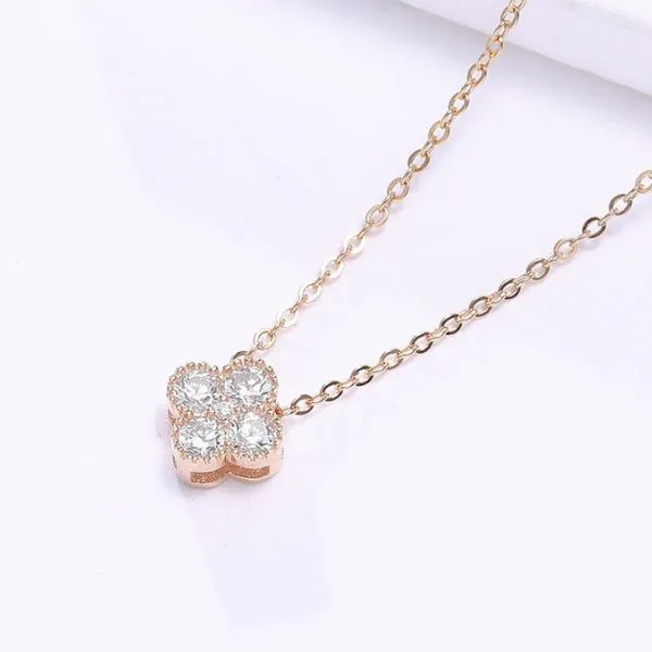 Dây Chuyền Nữ Lili Jewelry Đính Đá CZ Hình Cỏ 4 Lá Đa Sắc Lea LILI_097910 Màu Trắng - Trang sức - Vua Hàng Hiệu