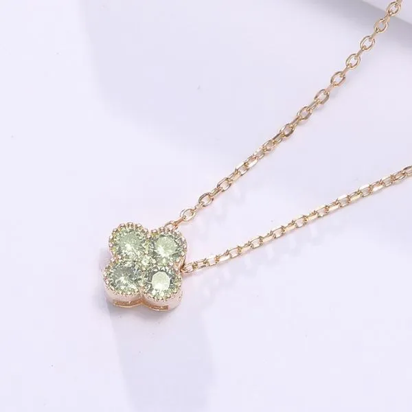 Dây Chuyền Nữ Lili Jewelry Đính Đá CZ Hình Cỏ 4 Lá Đa Sắc Lea LILI_097910 Màu Vàng