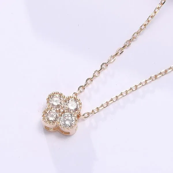 Dây Chuyền Nữ Lili Jewelry Đính Đá CZ Hình Cỏ 4 Lá Đa Sắc Lea LILI_097910 Màu Vàng Champagne