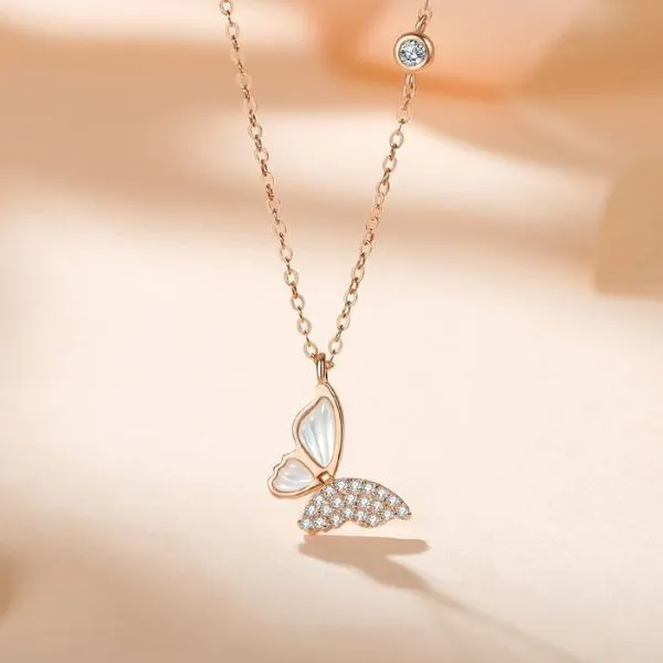 Dây Chuyền Nữ Lili Jewelry Đính Đá CZ Hình Con Bướm LILI_365268 Màu Vàng Hồng - Trang sức - Vua Hàng Hiệu