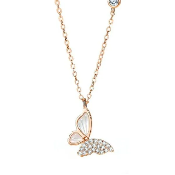 Dây Chuyền Nữ Lili Jewelry Đính Đá CZ Hình Con Bướm LILI_365268 Màu Vàng Hồng - Trang sức - Vua Hàng Hiệu